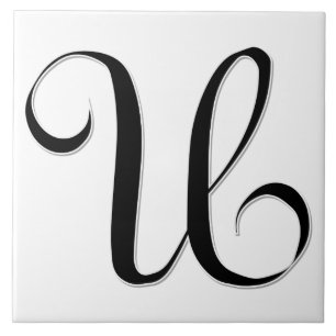 Geessele Letter U in Black Monogram Tile