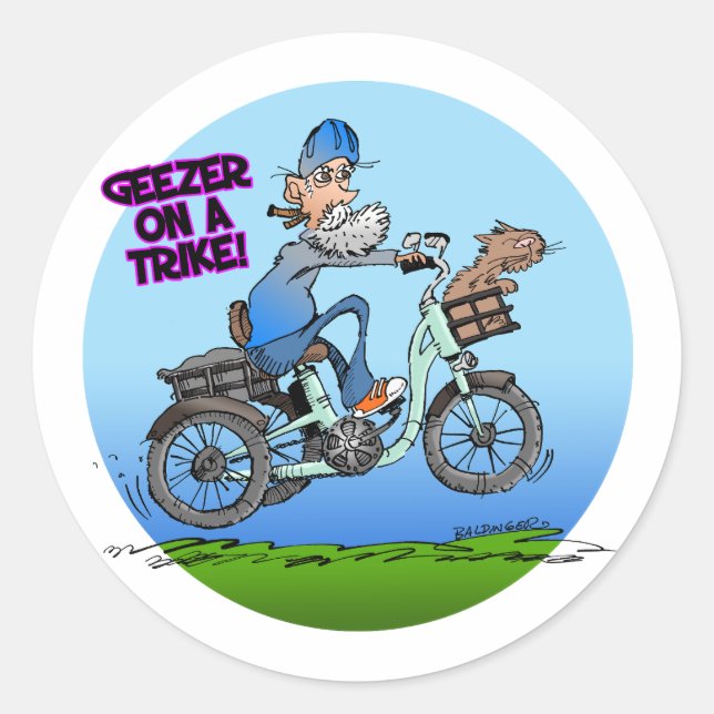 Geezer On A Trike Sticker (Front)
