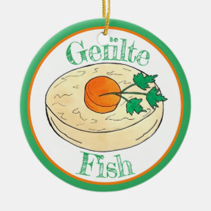 Gefilte Fish Jewish Holidays Shabbat Passover Food Ceramic Tree Decoration