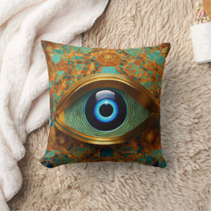 "Geiger-Inspired Evil Eye Pillow" Cushion