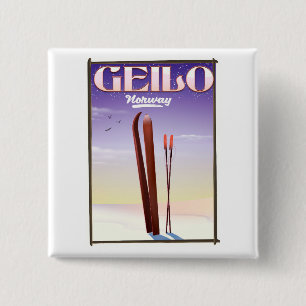 Geilo , Norway ski travel poster 15 Cm Square Badge