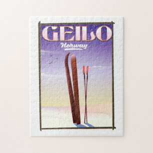 Geilo , Norway ski travel poster Jigsaw Puzzle