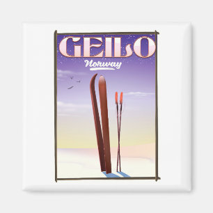 Geilo , Norway ski travel poster Magnet