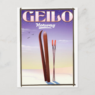 Geilo , Norway ski travel poster Postcard