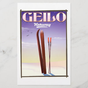 Geilo , Norway ski travel poster Stationery