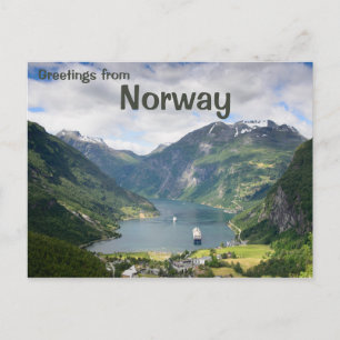 Geiranger fjord greetings postcard