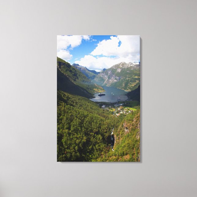 Geiranger Fjord landscape, Norway Canvas Print (Front)