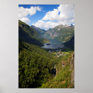 Geiranger Fjord landscape, Norway Poster