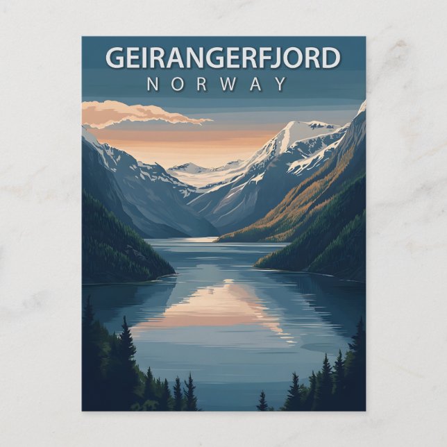Geirangerfjord Norway Vintage Postcard (Front)