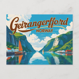 Geirangerfjord Retro Scene Postcard