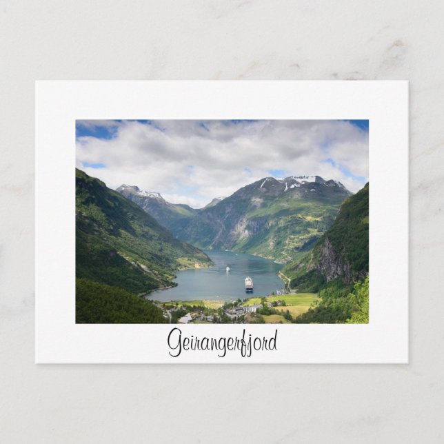 Geirangerfjord view white border card (Front)