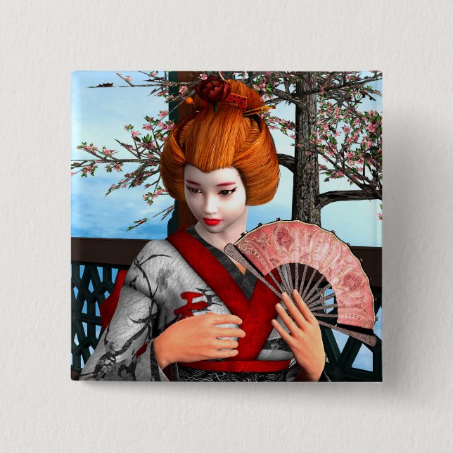 Geisha 15 Cm Square Badge (Front)