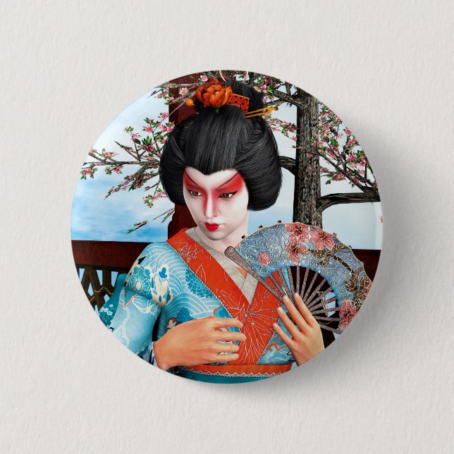Geisha 6 Cm Round Badge (Front)