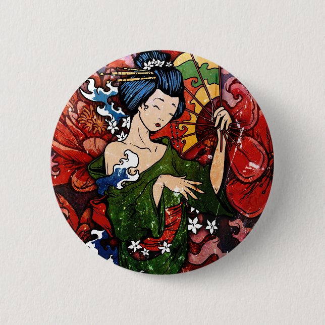 Geisha 6 Cm Round Badge (Front)
