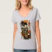 Geisha and Cat – Japanese Floral