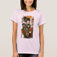 Geisha and Cat – Japanese Floral