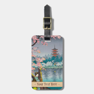 Geisha and Cherry Tree, Ueno Park japanese scenery Luggage Tag