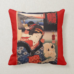 Geisha and Her Cat Throw Cushion