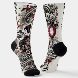 Geisha Art Crew Socks