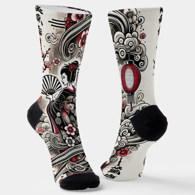 Geisha Art Crew Socks (Angled)