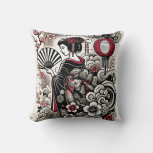 Geisha Art Throw Pillow