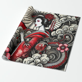 Geisha Art Wrapping Paper - Elegant Gift Wrap