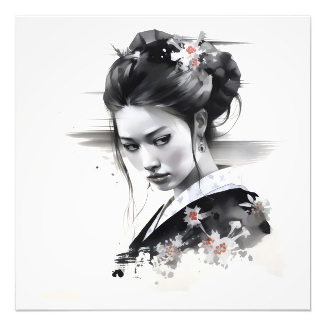 Geisha Black Ink Photo Print (Front)