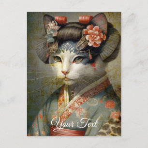 Geisha cat. Personalise. Postcard