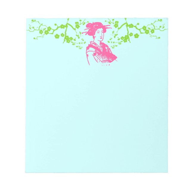 Geisha & Cherry Blossoms Notepad (Front)