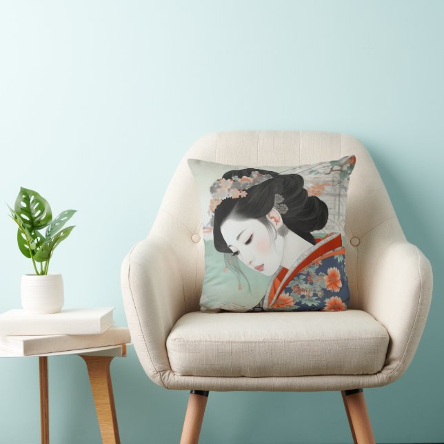 Geisha Colourful Ukiyo-e Cushion (Chair)