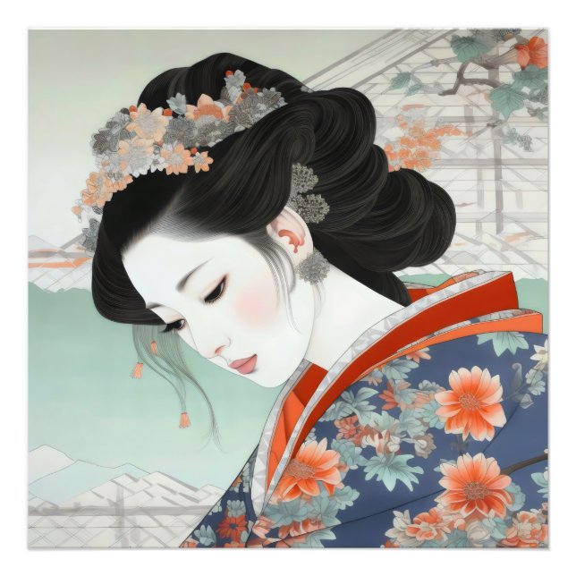 Geisha Colourful Ukiyo-e Photo Print (Front)