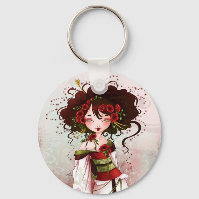 Geisha coquelicot key ring (Front)