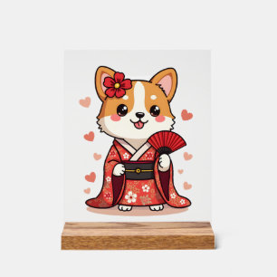 Geisha Corgi Dog Lover Welsh Acrylic Sign