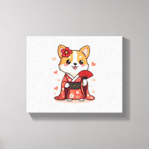Geisha Corgi Dog Lover Welsh Canvas Print