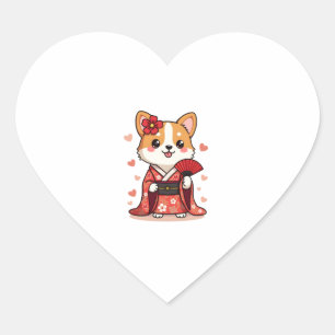 Geisha Corgi Dog Lover Welsh Heart Sticker