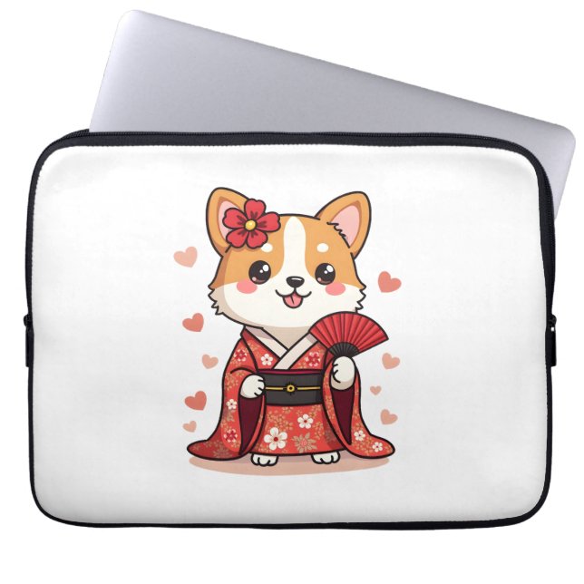 Geisha Corgi Dog Lover Welsh Laptop Sleeve (Front)