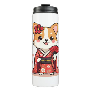 Geisha Corgi Dog Lover Welsh Thermal Tumbler