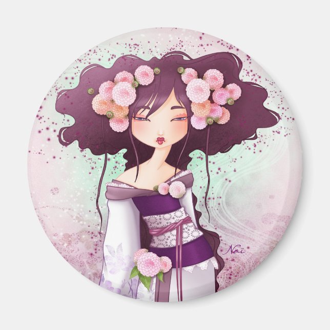 geisha dahlia magnet (Front)