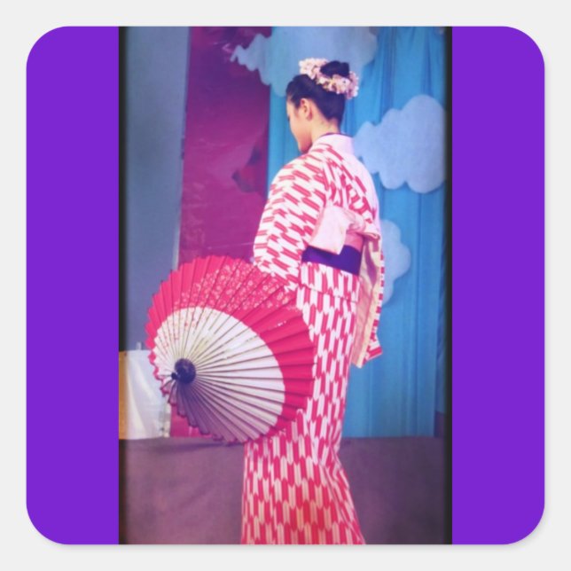 Geisha Dance Square Sticker (Front)