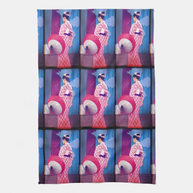 Geisha Dance Tea Towel (Vertical)