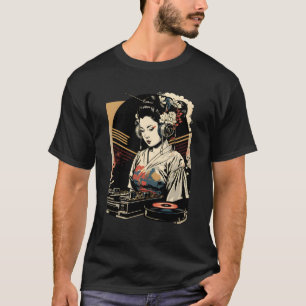 Geisha Edm Dj Japanese Kimono Vaporwave Aesthetic T-Shirt