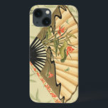 Geisha Fan with Leaves and Floral Print iPhone 13 Case<br><div class="desc">This beautiful print has a geisha fan featured prominently against a background of floating leaves. The fan also has a lovely and stylish floral design on it. Fans of Asian art should add this to their collection!</div>
