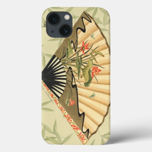 Geisha Fan with Leaves and Floral Print Case-Mate iPhone Case (Back)