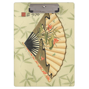 Geisha Fan with Leaves and Floral Print Clipboard