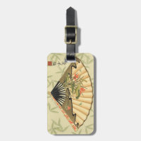 Geisha Fan with Leaves and Floral Print