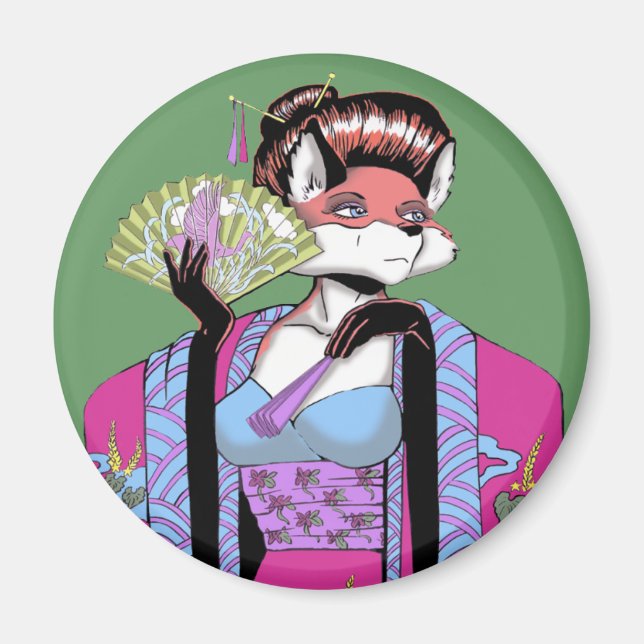 Geisha Fox Magnet (Front)