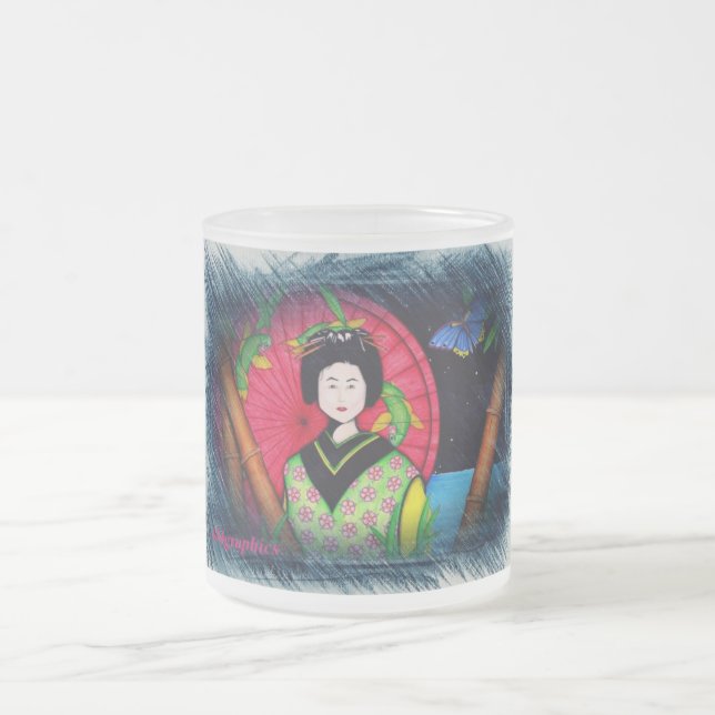 Geisha Frosted Glass Coffee Mug (Center)