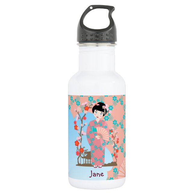 Geisha girl birthday party 532 ml water bottle (Front)