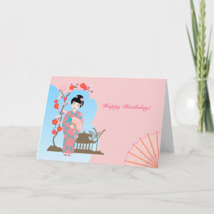 Geisha girl birthday party card