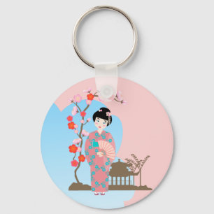 Geisha girl birthday party key ring